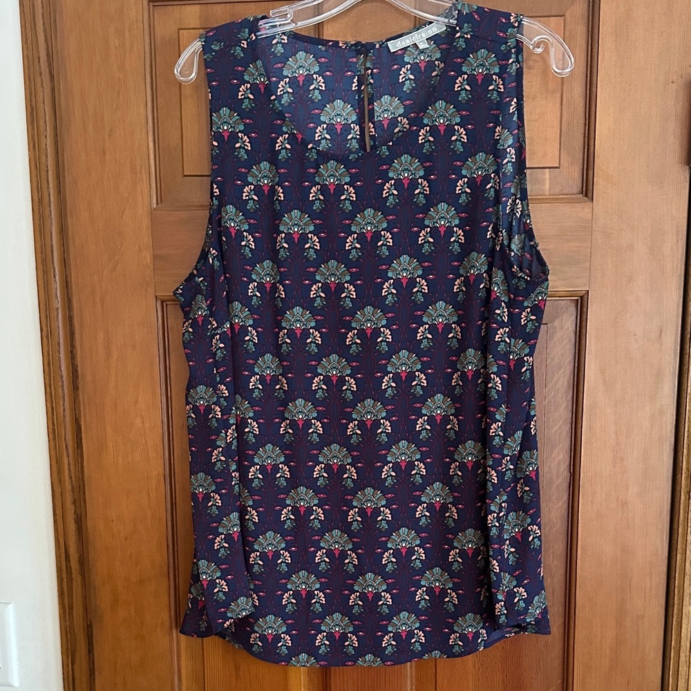 Floral Sleeveless Top - Navy